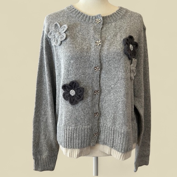 unbranded Sweaters - NEW Unbranded Gray Floral Cardigan Sweater NEW